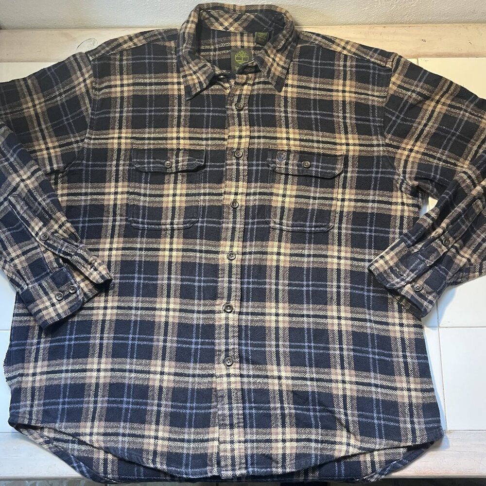 Timberland Men’s XL Plaid Flannel Shirt Long Sleeve Button Front Outdoor Workwea - Picture 4 of 8